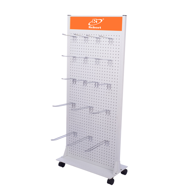 Double Side Pegboard Mobile Phone Accessories Display Rack With Hooks