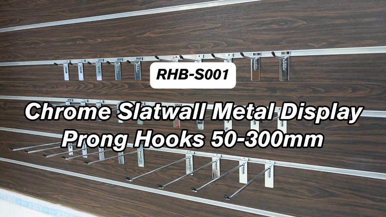 Chrome Slatwall Metal Display Prong Hooks  50–300mm