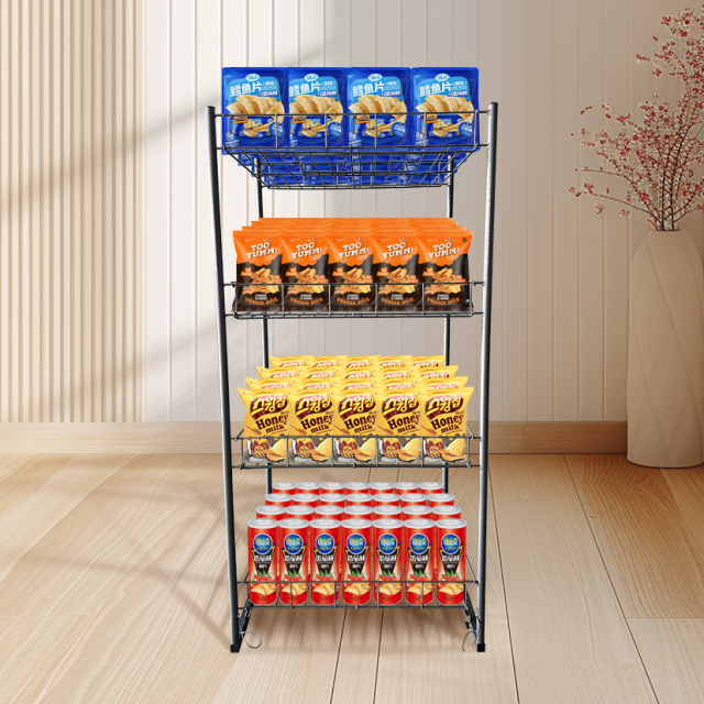 4-Tier Potato Chip Rack Floor Display Stand