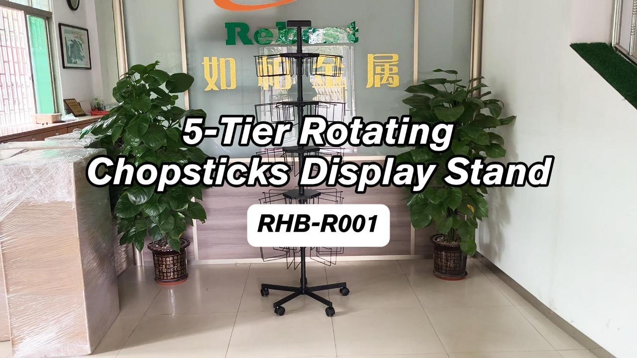 Model RHB-R001 Custom Chopsticks Floor Rotating Metal Display Stand For Shop