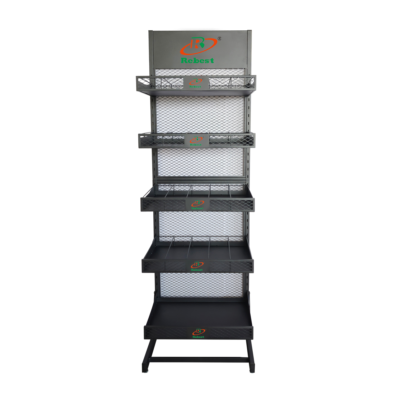 Model RHB-HIU014 Tray Bottle Display Stand With 5 Layers For Grocery