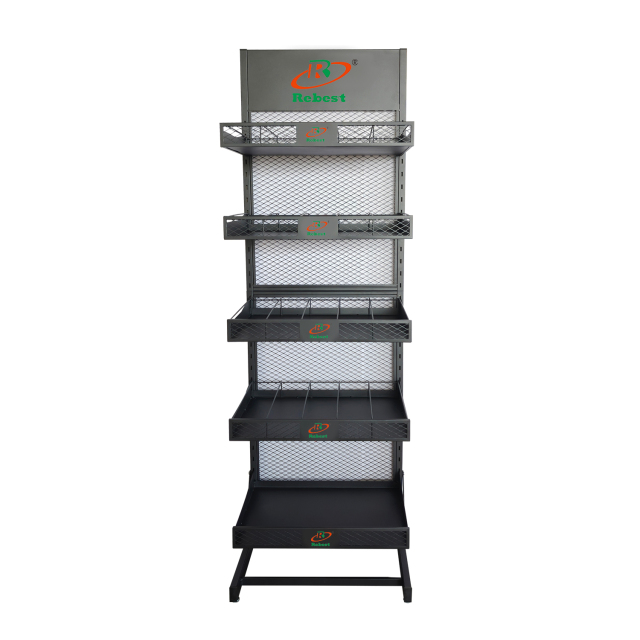Model RHB-HIU014 Tray Bottle Display Stand With 5 Layers For Grocery