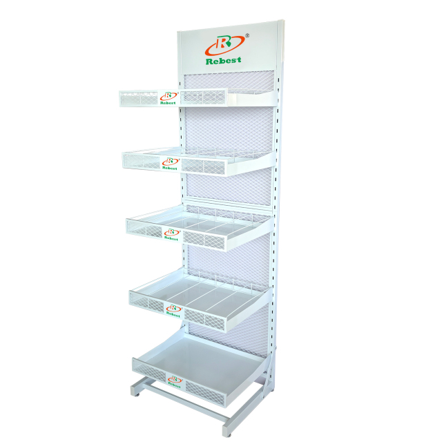 Model RHB-HIU014 Tray Bottle Display Stand With 5 Layers For Grocery