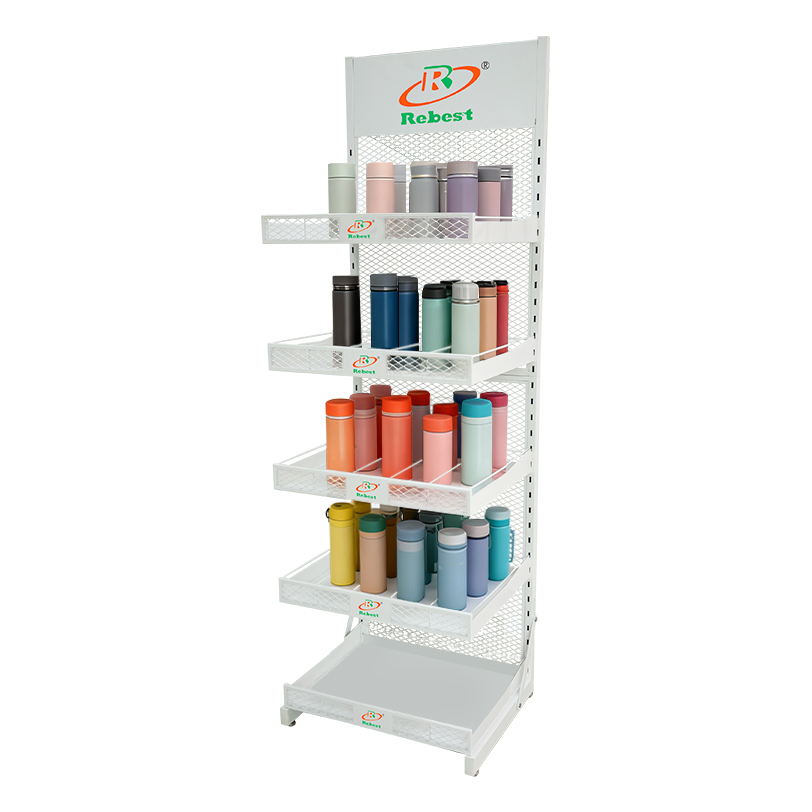 Model RHB-HIU014 Tray Bottle Display Stand With 5 Layers For Grocery