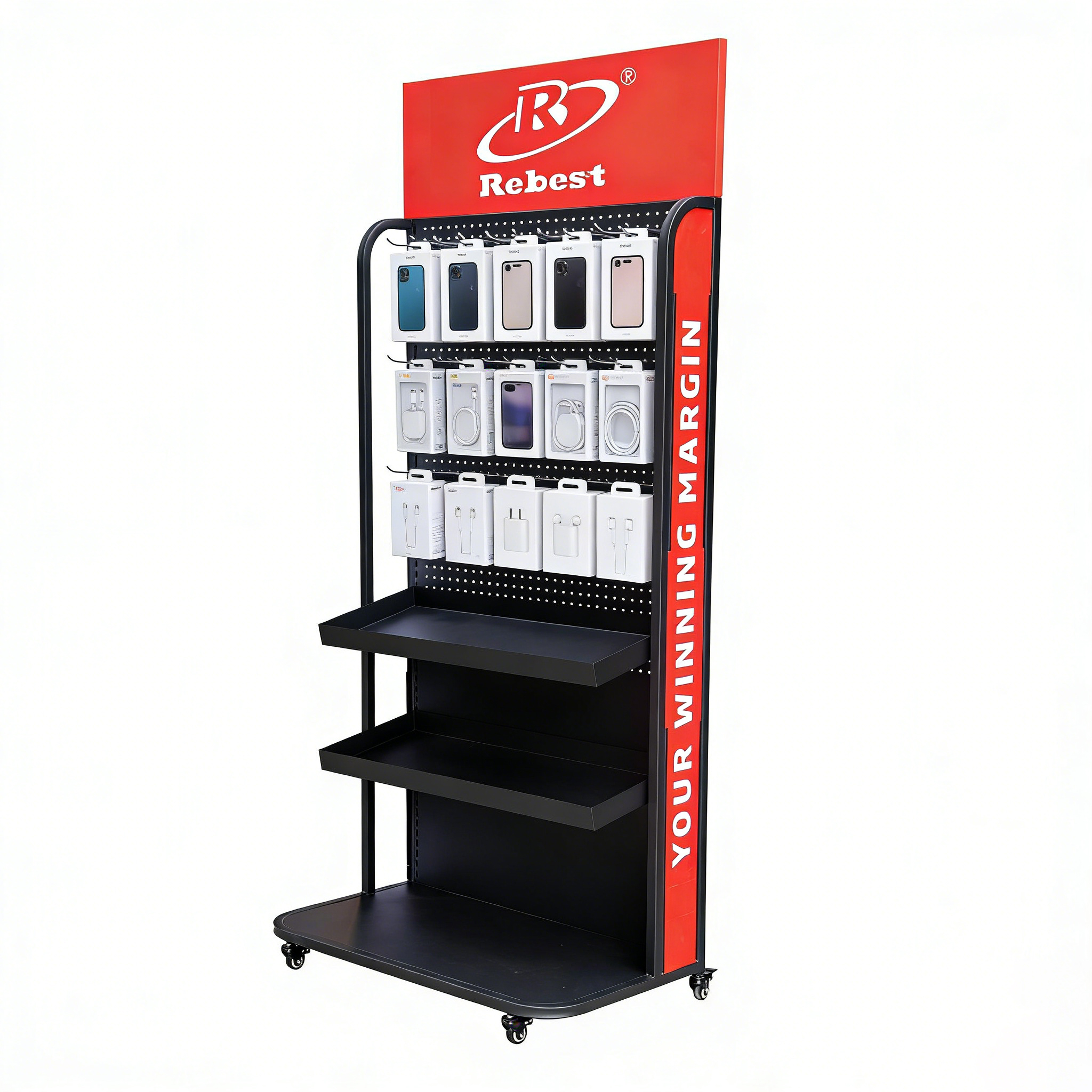 Heavy duty pegboard tool display rack for retail store