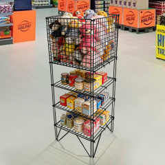 Square Collapsible Black Dump Basket | Retail Merchandising Storage Bin