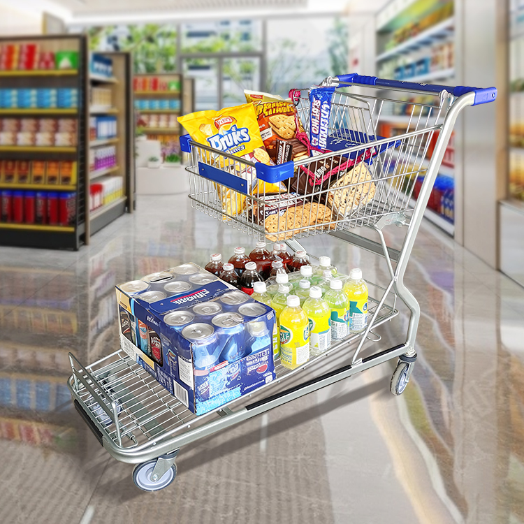 2 Tire Metal Shopping Cart Cargo Supermarket Hand Trolley