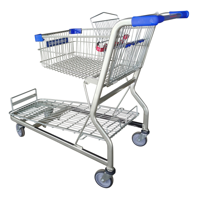 2 Tire Metal Shopping Cart Cargo Supermarket Hand Trolley