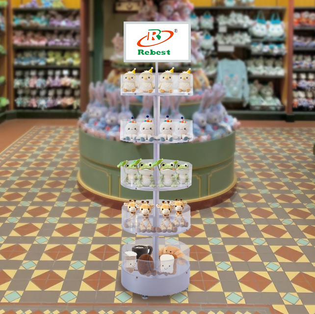 Retail Display Stand Rotating Display Stand 5 Tier Spinning Display Stand for Craft Shows, Jewelry, Keychain, Earring Adjustable Height Retail Display Racks