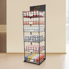 6-Layer Metal Bottle Stand with Baskets & Branding