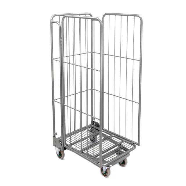 3-Side Roll Container – Heavy-Duty Steel Trolley with 5" Casters