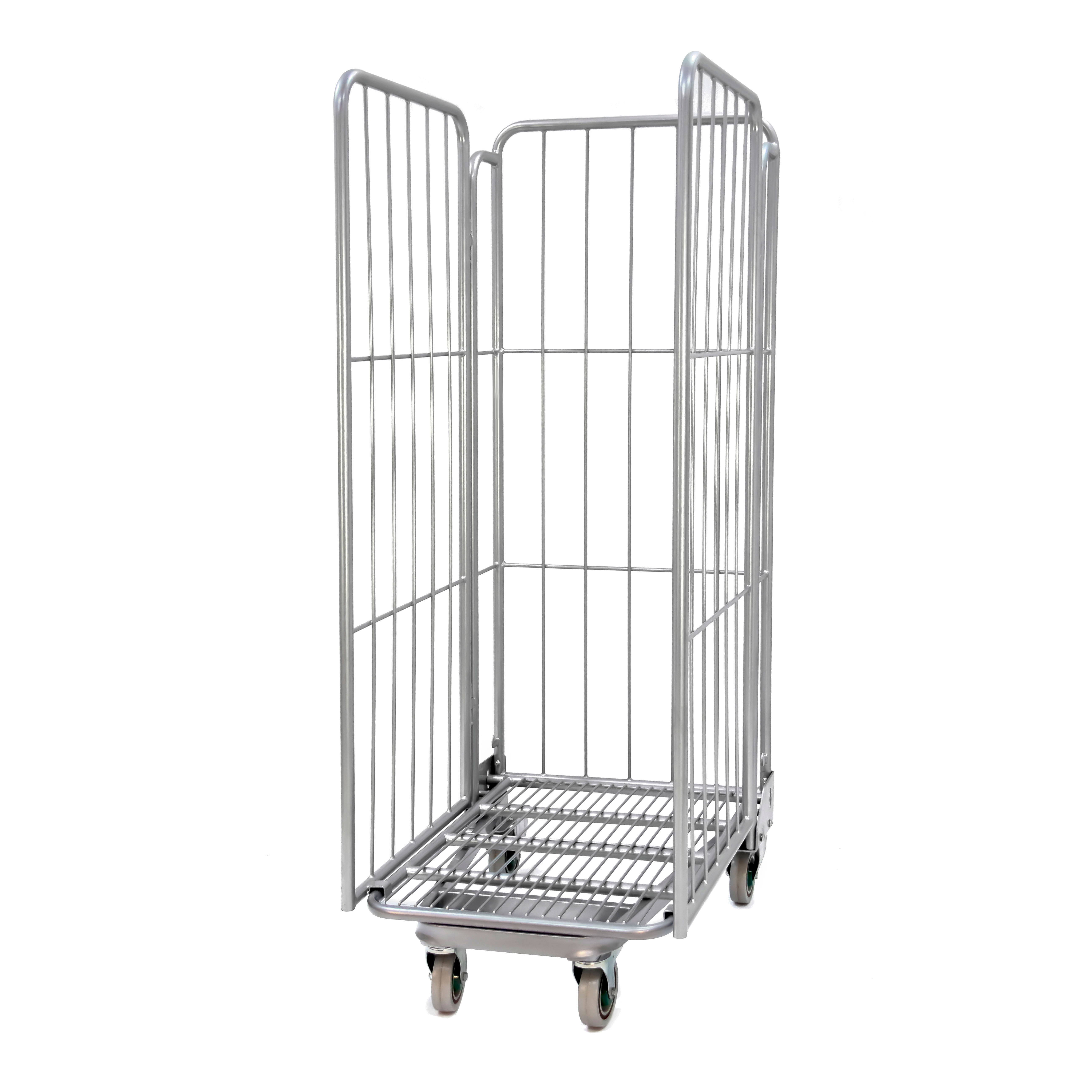 3-Side Roll Container – Heavy-Duty Steel Trolley with 5" Casters