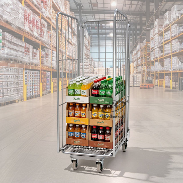 3-Side Roll Container – Heavy-Duty Steel Trolley with 5" Casters