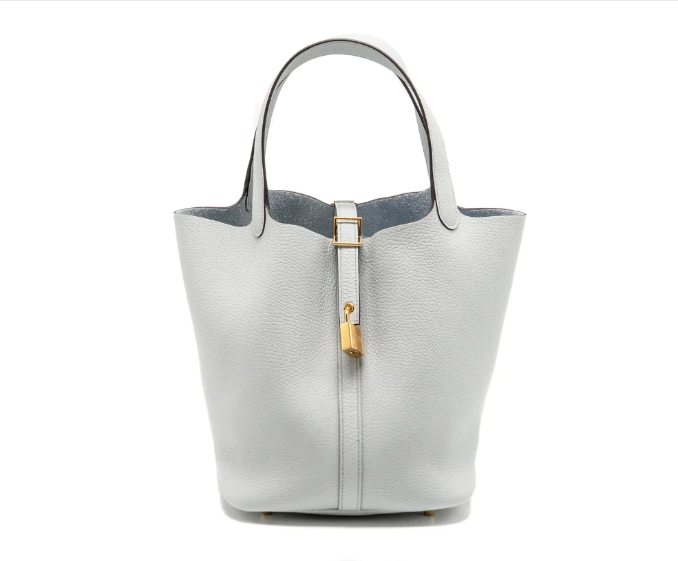 Hermes Picotin 22 Lock Bag Clemence Blue Pale GHW Stamp B