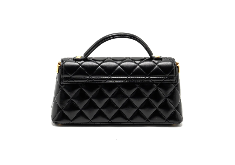 Chanel 25p Top Handle Flap Bag Shiny Lambskin Black GHW(microchip)