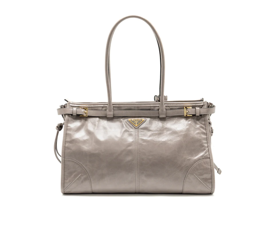 Prada Bonnie Large Handbag Calfskin Grey GHW