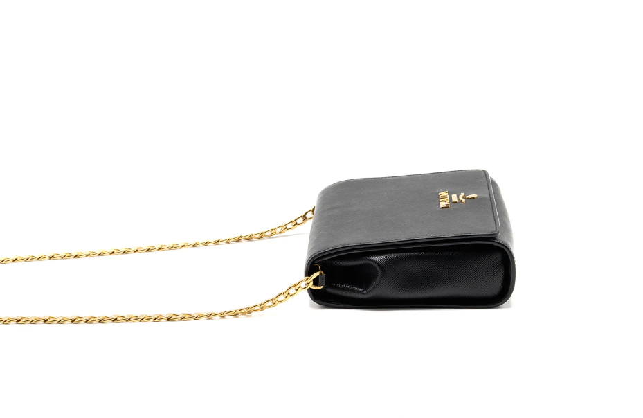 Prada Saffiano Chain Bag Calfskin Black GHW