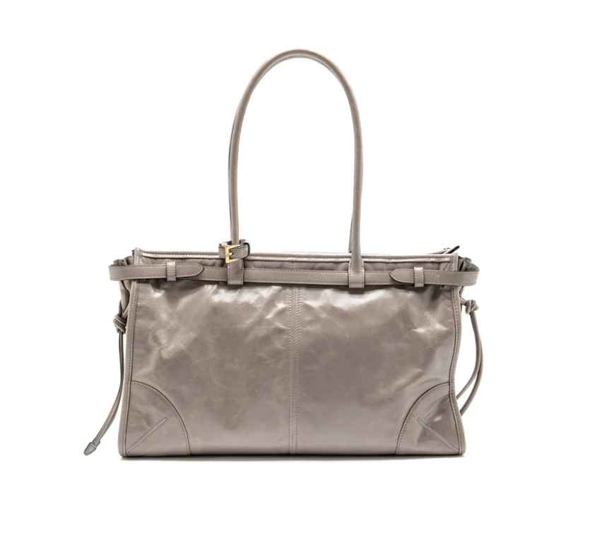 Prada Bonnie Large Handbag Calfskin Grey GHW