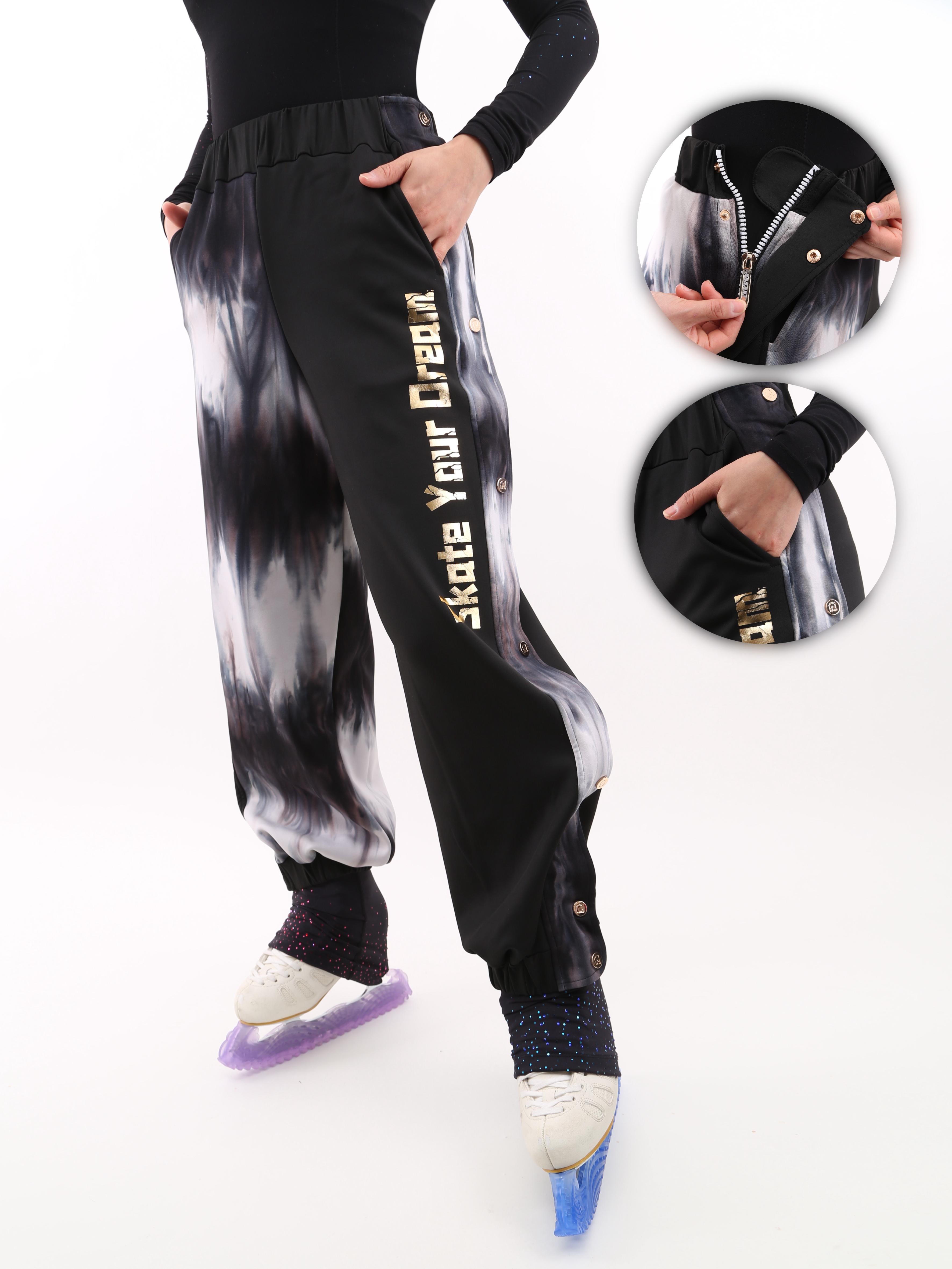 Tie-dye Fleeced Zipper Pants