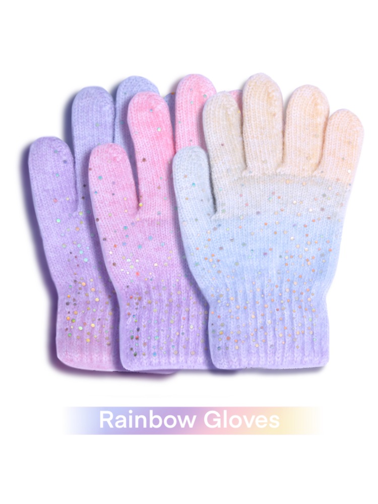 Rainbow Fleece Warm Gloves