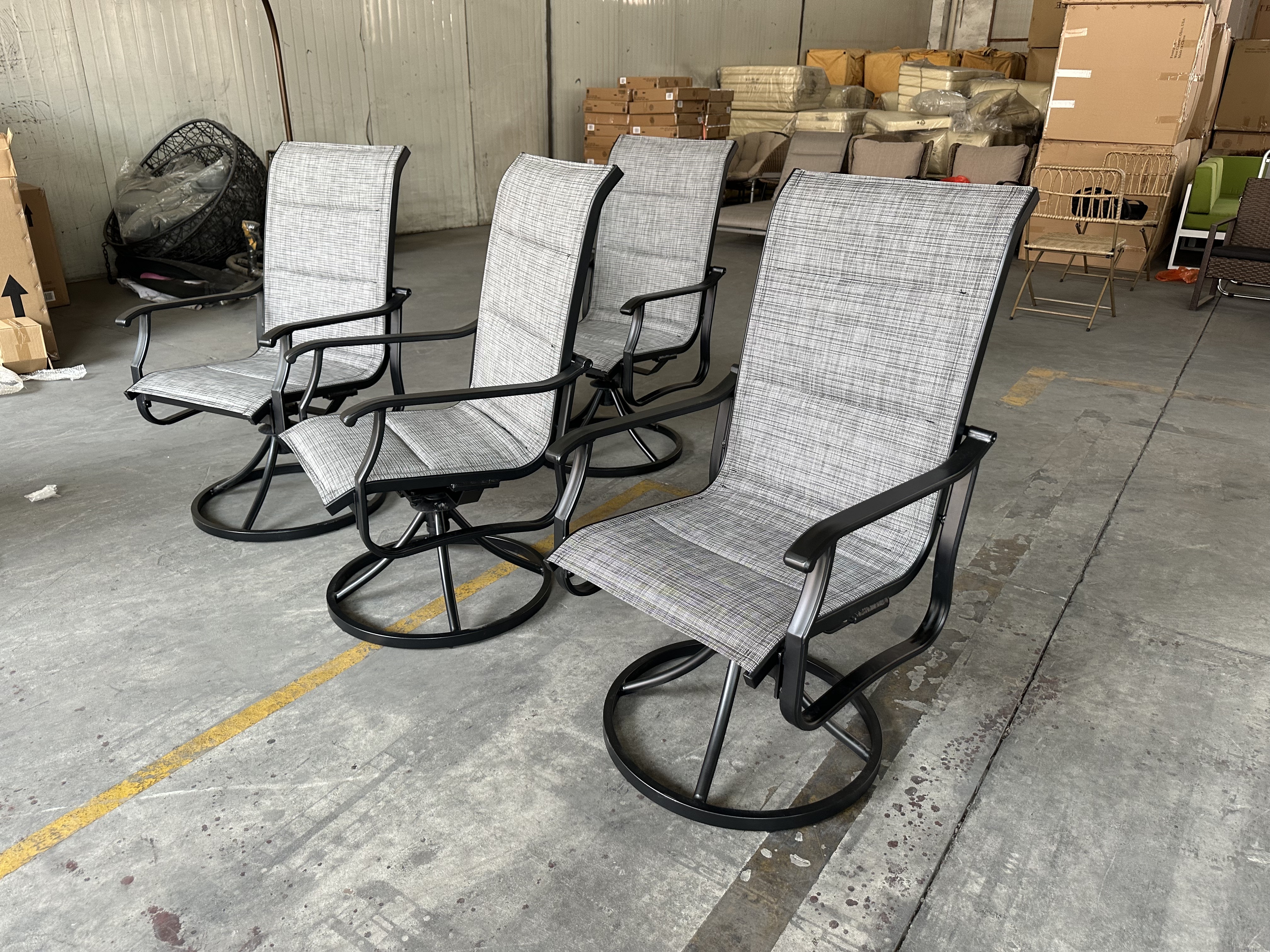 OUTDOOR FURNITURE ALUMINIUM SWIVEL CHAIR DINING SET
