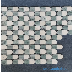 Stones mission.com,Two tone Oval Stone Mosaic,Xiamen Stones Mission Co.,Ltd,Two tone Oval Stone Mosaic