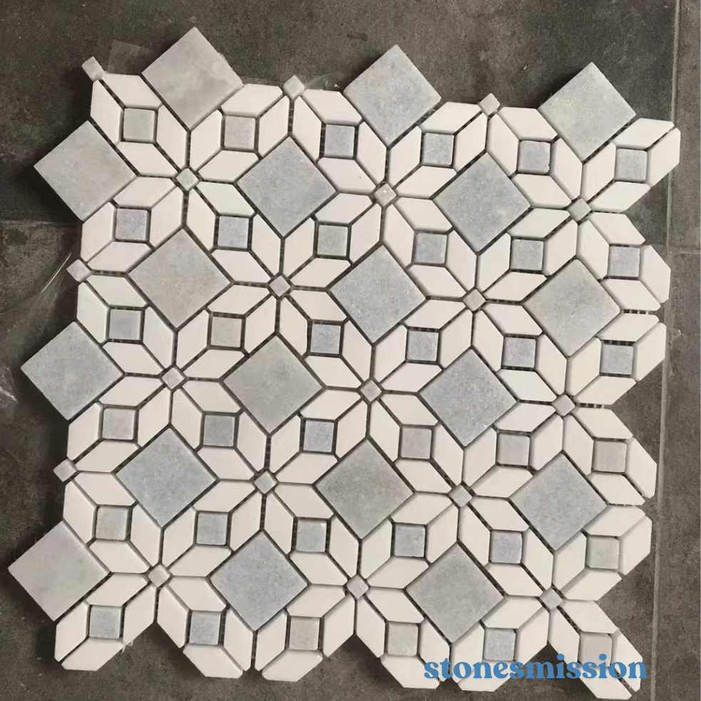 Stones mission.com,White and Gray Geometric Patterned Mosaic,Xiamen Stones Mission Co.,Ltd,White and Gray Geometric Patterned Mosaic
