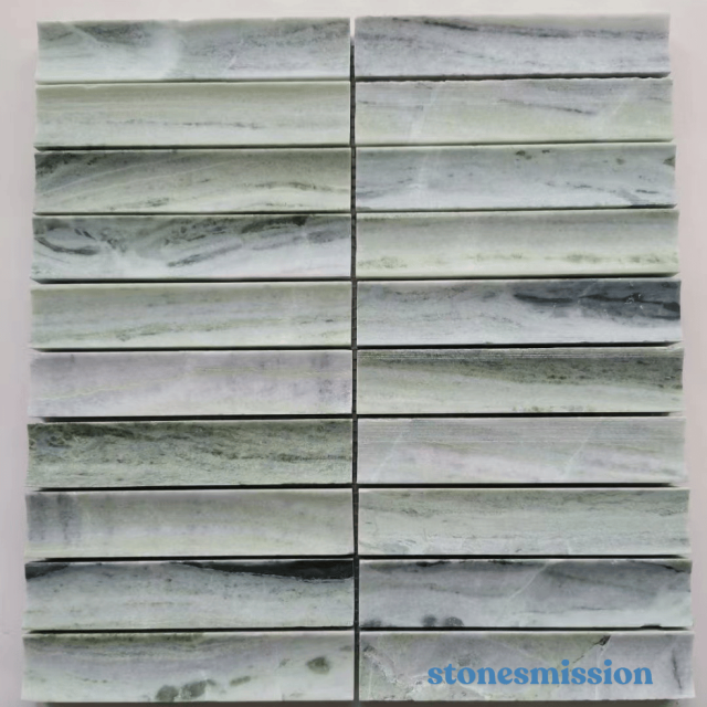 Stones mission.com,Light Green and White Strip shaped Marble Mosaic,Xiamen Stones Mission Co.,Ltd,Light Green and White Strip shaped Marble Mosaic