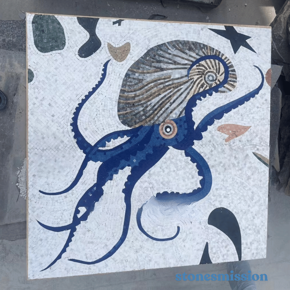 Stones mission.com,Marine themed Octopus Mosaic Artwork,Xiamen Stones Mission Co.,Ltd,Marine themed Octopus Mosaic Artwork