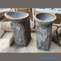 Stones mission.com,Dark Gray Stone Pedestal Washbasins,Xiamen Stones Mission Co.,Ltd,Dark Gray Stone Pedestal Washbasins