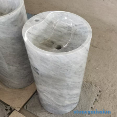 Stones mission.com,Light Gray Marble Cylindrical Washbasin,Xiamen Stones Mission Co.,Ltd,Light Gray Marble Cylindrical Washbasin