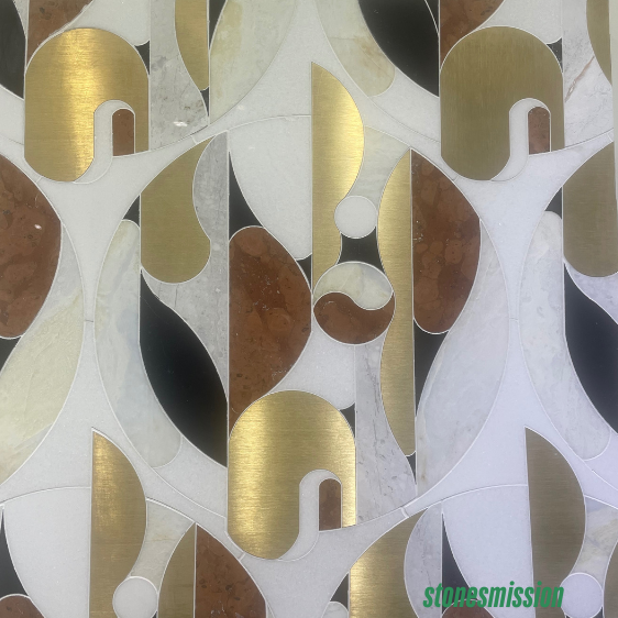 Stones mission.com,Multicolor Abstract shaped Marble and Metal Mosaic Tiles,Xiamen Stones Mission Co.,Ltd,Multicolor Abstract shaped Marble and Metal Mosaic Tiles