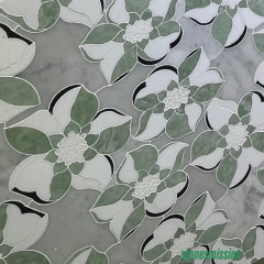 Stones mission.com,Green and White Floral shaped Marble Mosaic Tiles,Xiamen Stones Mission Co.,Ltd,Green and White Floral shaped Marble Mosaic Tiles