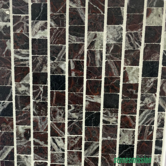 Stones mission.com,Dark Red and Black Rectangular Marble Mosaic Tiles,Xiamen Stones Mission Co.,Ltd,Dark Red and Black Rectangular Marble Mosaic Tiles