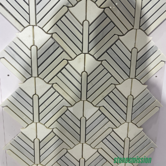 Stones mission.com,White Fan shaped Stone Mosaic,Xiamen Stones Mission Co.,Ltd,White Fan shaped Stone Mosaic