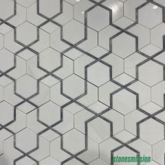 Stones mission.com,Hexagonal White and Gray Mosaic,Xiamen Stones Mission Co.,Ltd,Hexagonal White and Gray Mosaic