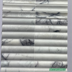 Stones mission.com,White Marble with Dark Vein Curved Strip Mosaic Tiles,Xiamen Stones Mission Co.,Ltd,White Marble with Dark Vein Curved Strip Mosaic Tiles