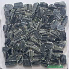 Stones mission.com,Dark Gray with Black Vein Oval Marble Mosaic Tiles,Xiamen Stones Mission Co.,Ltd,Dark Gray with Black Vein Oval Marble Mosaic Tiles