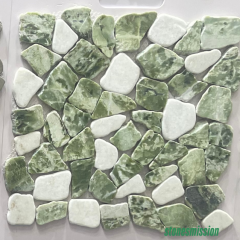 Stones mission.com,Green and White Irregular Fragment Marble Mosaic Tiles,Xiamen Stones Mission Co.,Ltd,Green and White Irregular Fragment Marble Mosaic Tiles