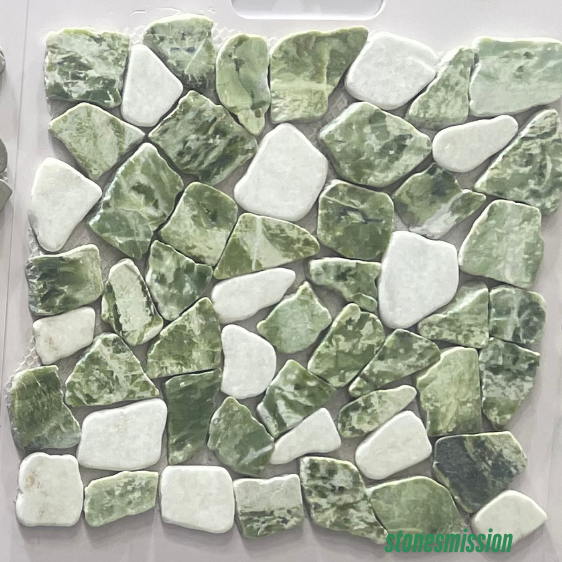 Stones mission.com,Green and White Irregular Fragment Marble Mosaic Tiles,Xiamen Stones Mission Co.,Ltd,Green and White Irregular Fragment Marble Mosaic Tiles