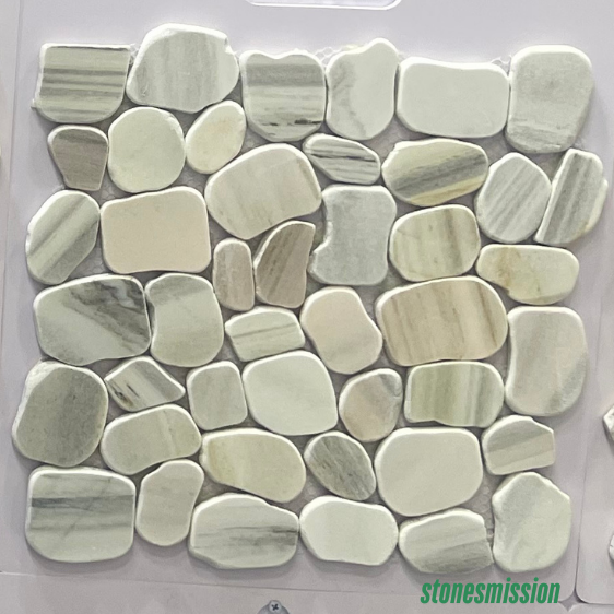 Stones mission.com,Light Gray and Cream Striped Irregular Marble Mosaic Tiles,Xiamen Stones Mission Co.,Ltd,Light Gray and Cream Striped Irregular Marble Mosaic Tiles