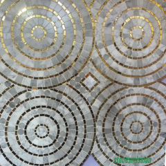 Stones mission.com,Circular Pattern with Gold Accents Marble Mosaic Tiles,Xiamen Stones Mission Co.,Ltd,Circular Pattern with Gold Accents Marble Mosaic Tiles