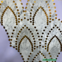 Stones mission.com,Marble Mosaic Tiles with Fan shaped and Gold Dot Pattern,Xiamen Stones Mission Co.,Ltd,Marble Mosaic Tiles with Fan shaped and Gold Dot Pattern