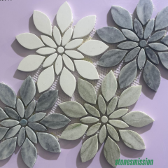 Stones mission.com,Multicolored Petal shaped Marble Floral Mosaic Tiles,Xiamen Stones Mission Co.,Ltd,Multicolored Petal shaped Marble Floral Mosaic Tiles
