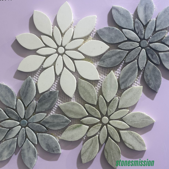 Stones mission.com,Multicolored Petal shaped Marble Floral Mosaic Tiles,Xiamen Stones Mission Co.,Ltd,Multicolored Petal shaped Marble Floral Mosaic Tiles