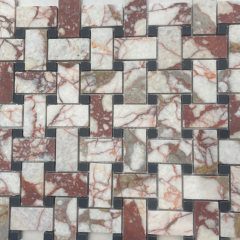 Stones mission.com,Red  veined and Black bordered Rectangular Marble Mosaic Tiles,Xiamen Stones Mission Co.,Ltd,Red  veined and Black bordered Rectangular Marble Mosaic Tiles