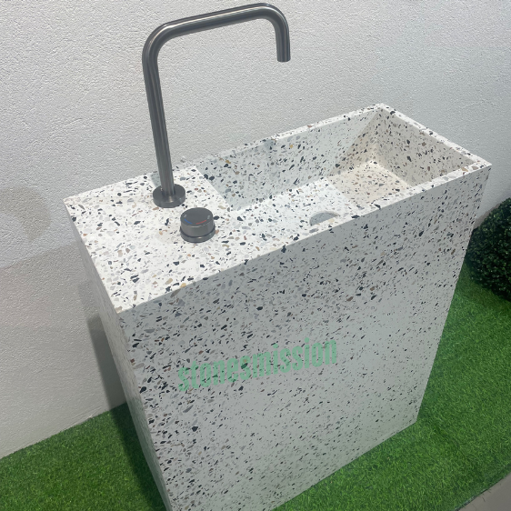 Stones mission.com,White Terrazzo Rectangular Sink with Faucet,Xiamen Stones Mission Co.,Ltd,White Terrazzo Rectangular Sink with Faucet