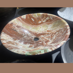 Stones mission.com,Brown White Round Marble Sink,Xiamen Stones Mission Co.,Ltd,Brown White Round Marble Sink
