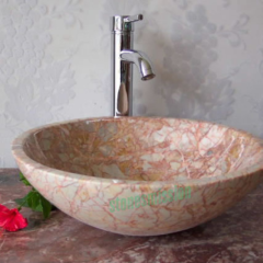 Stones mission.com,Peach Veined Stone Round Basin,Xiamen Stones Mission Co.,Ltd,Peach Veined Stone Round Basin