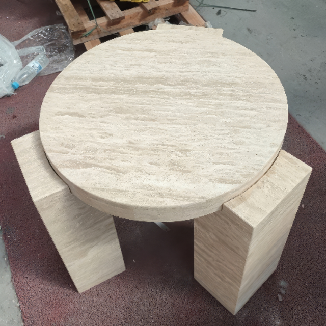 Stones mission.com,Round beige travertine coffee table,Xiamen Stones Mission Co.,Ltd,Round beige travertine coffee table